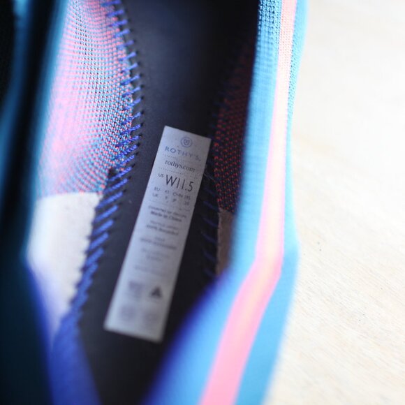 Rothy's The Point turquoise blue and hot pink coral stripe ballet flats 11.5 - Picture 7 of 8